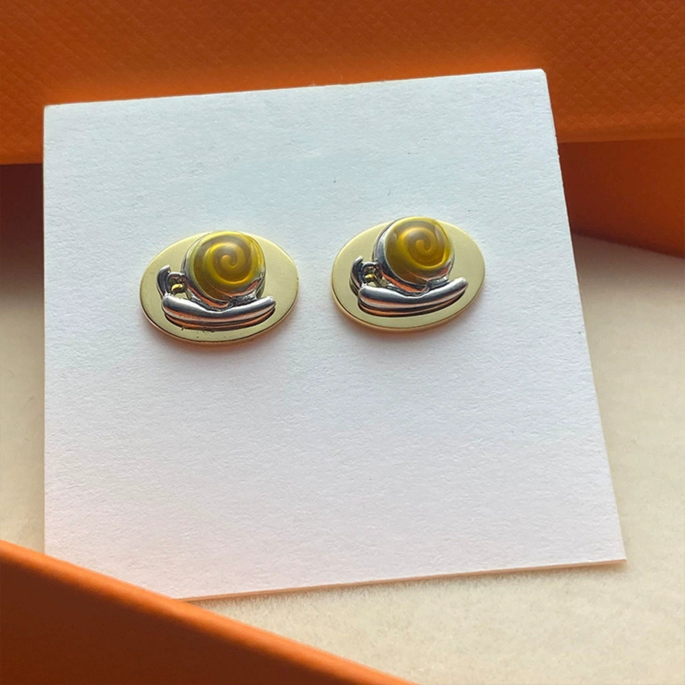 Tory Burch Tiny Enameled Snail Shape Metal Earrings